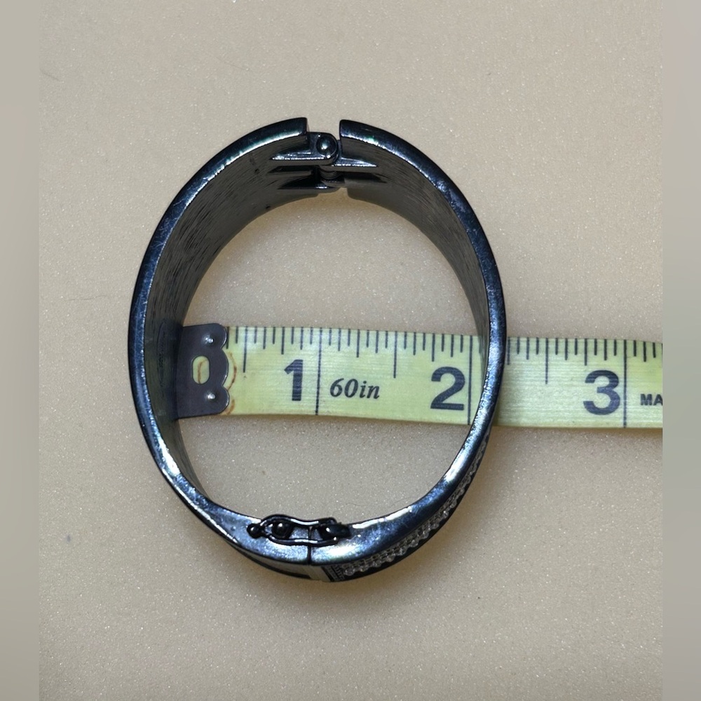 Lia Sophia “Paris Lights” Hinged Hematite Tone Bangle Bracelet - Picture 14 of 14